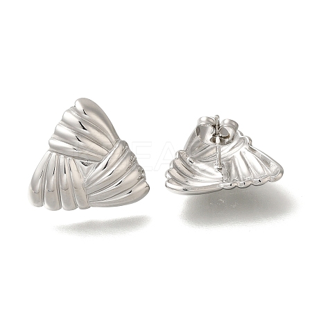 304 Stainless Steel Textured Triangle Stud Earrings for Women EJEW-S227-58P-1