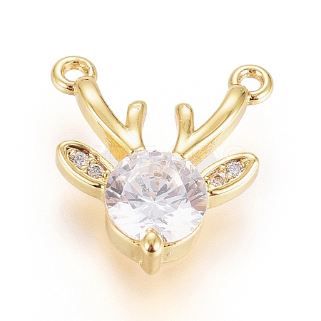 Christmas Brass Micro Pave Cubic Zirconia Pendants X-ZIRC-G166-03G-1