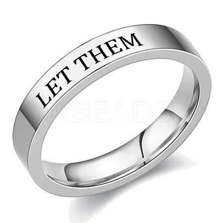 Word Let Them 201 Stainless Steel Finger Rings FS-WGDEB2A-02-1