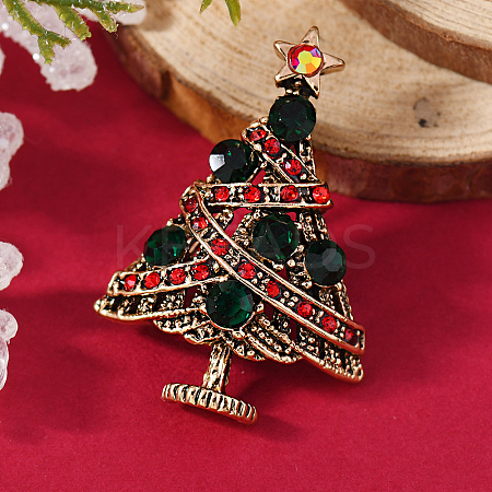 Christmas Theme Zinc Alloy Rhinestone Brooches for Backpack Clothes LK8386-10-1