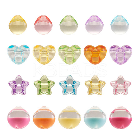 200Pcs 4 Style 1-Hole Transparent Acrylic Buttons TACR-PJ0001-04-1