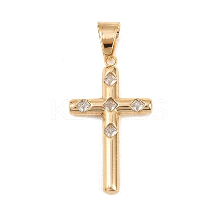 316 Surgical Stainless Steel & Clear Cubic Zirconia Pendants STAS-A137-03B-G-1