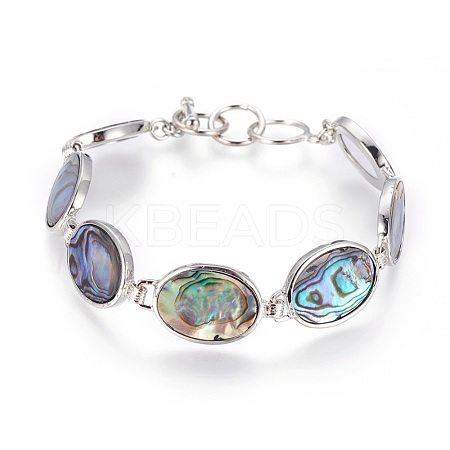Abalone Shell/Paua ShellBeaded Bracelets BJEW-L613-17B-1