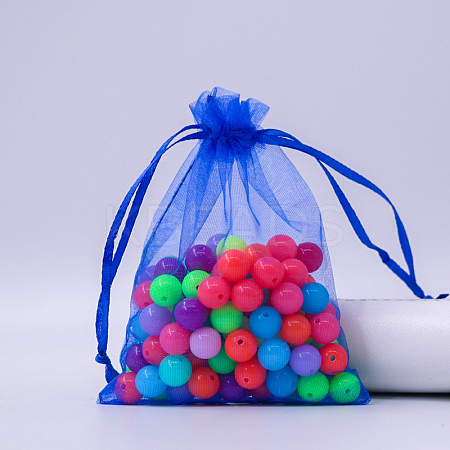 Rectangle Organza Drawstring Bags CON-PW0001-054B-02-1
