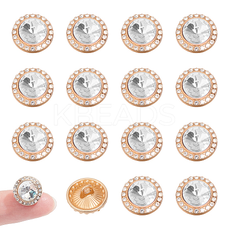 20Pcs 1-Hole Flat Round Zinc Alloy Rhinestones Buttons ALRI-NB0001-20B-1