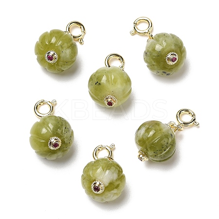 Natural Xiuyan Jade Pumpkin Pendant Decorations AJEW-P108-09G-1