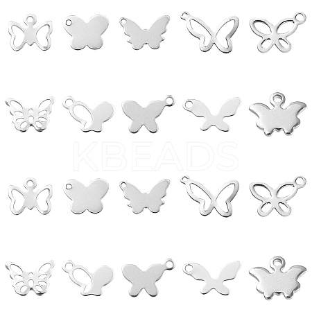 100Pcs 10 Styles 201 Stainless Steel Pendants STAS-CJ0002-22-1