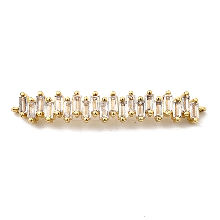 Brass Pave Clear Cubic Zirconia Stick Connector Charms KK-I360-026G-1