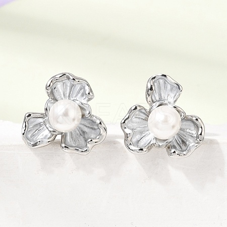 Brass Enamel Stud Earrings KK-CBAB173-02D-P-1