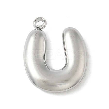 304 Stainless Steel Initial Pendants STAS-S186-12U-P-1