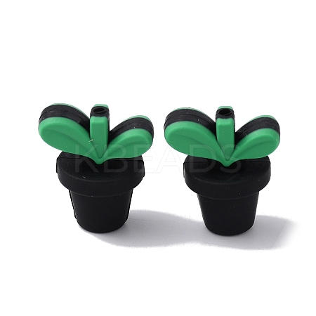 Leaf Pot Food Grade Eco-Friendly Silicone Beads LS-SIL-WH0014-18E-1