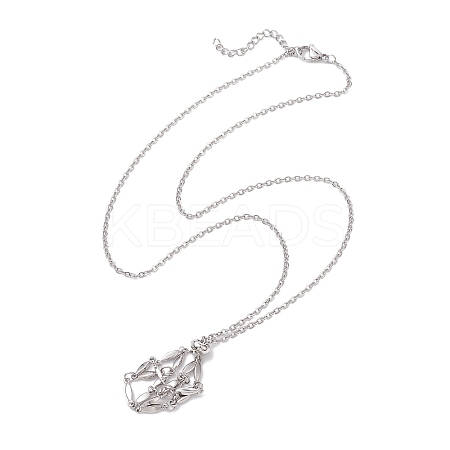 Crystal Stone Cage Pendant Necklaces NJEW-JN04755-02-1