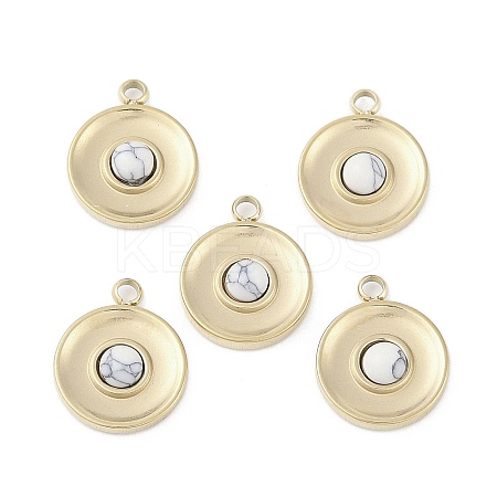 Synthetic Howlite Flat Round Charms STAS-L022-415G-01-1