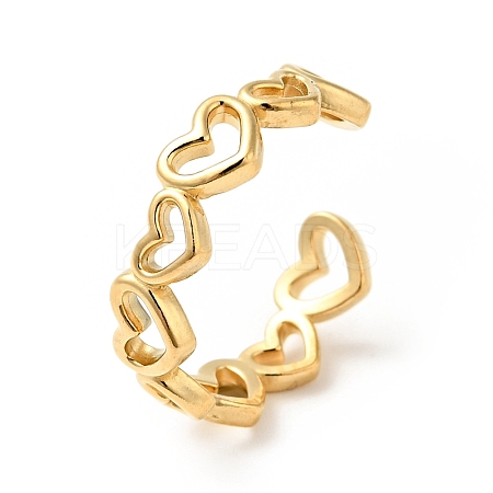 Ion Plating(IP) 304 Stainless Steel Heart Wrap Open Cuff Ring RJEW-I085-04G-1