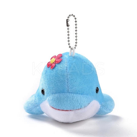 PP Cotton Mini Animal Plush Toys Dolphin Pendant Decoration HJEW-C002-01C-1