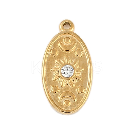 Ion Plating(IP) 304 Stainless Steel Rack Plating Cubic Zirconia Pendants X-STAS-U019-05G-1