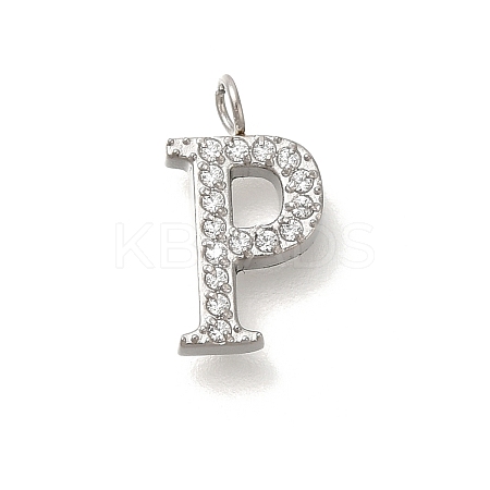 304 Stainless Steel Micro Pave Cubic Zirconia Pendants STAS-H228-06P-P-1