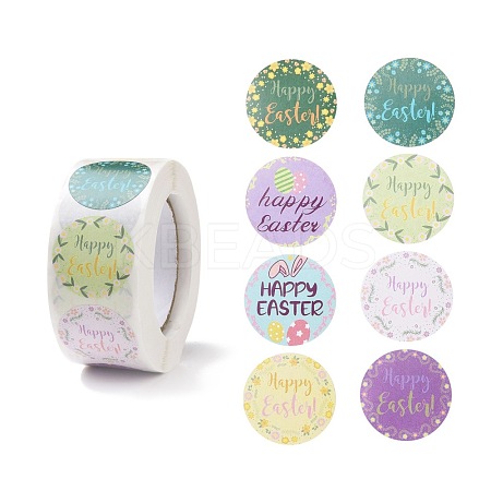 8 Patterns Easter Theme Self Adhesive Paper Sticker Rolls DIY-C060-03L-1