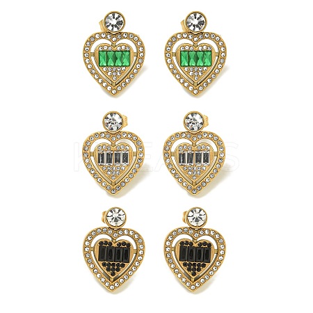 Ion Plating(IP) 304 Stainless Steel with Rhinestone Stud Earrings EJEW-G400-02C-G-1