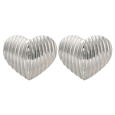 304 Stainless Steel Heart Stud Earrings EJEW-I316-07P-1