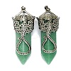 Natural Green Aventurine Faceted Pointed Bullet Big Pendants G-Q165-02AS-06-1