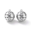 Round Brass Micro Pave Clear Cubic Zirconia Pendants KK-G436-06P-2