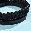 Natural Lava Rock & Glass Round Beaded Bracelets LS-BJEW-G732-02A-4