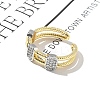 Brass Micro Pave Clear Cubic Zirconia Cuff Finger Rings for Women RJEW-B112-09GP-3