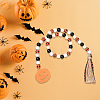 Halloween Round Natural Wood Beaded Wall Hanging Ornaments HJEW-WH20004-15-7