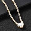 Brass Pave Clear Cubic Zirconia Tennis Necklaces NJEW-K287-02G-3