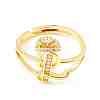 Clear Cubic Zirconia Initial Letter with Crown Adjustable Ring RJEW-M139-17L-2