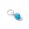 7Pcs 7 Colors Synthetic Turquoise & Natural Green Aventurine & Amethyst & Red Agate & Red Jasper & Tiger Eye & Lapis Lazuli Faceted Round Chakra Charms PALLOY-JF04564-02-4