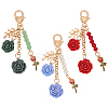 3Pcs 3 Colors Resin Flower Pendant Decorations AJEW-LP0001-02-1