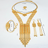 Alloy Hollow Rectangle Bracelets & Earrings & Necklaces & Rings Sets for Women QZ8606-2