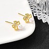 925 Sterling Silver Clear Cubic Zirconia Bowknot Stud Earring EJEW-L300-11G-3