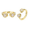 Cubic Zirconia Star Open Cuff Ring RJEW-N037-032-1