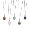 Teardrop Faceted Natural Mixed Stone Pendant 304 Stainless Steel Cable Chain Necklaces for Women NJEW-JN05288-2