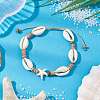 Ocean Theme Adjustable Cowrie Shell & Coconut Braided Bead Bracelets BJEW-JB11461-01-1
