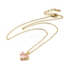 Pink Cubic Zirconia Pendant Necklace NJEW-H161-01B-1