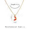 304 Stainless Steel Enamel Red Geometric Pendant Necklaces FS-WGE6FD0-01-1