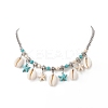 Synthetic Turquoise Starfish & Natural Shell Pendant Necklace NJEW-TA00063-4