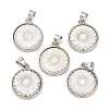 Natural White Shell Carved Sunflower Pendants KK-D537-03P-02-1