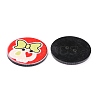 2-Hole Flat Round with Lovely Skull Pattern Acrylic Buttons BUTT-F055-02-M-3