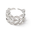 Non-Tarnish 304 Stainless Steel Leafy Branch Open Cuff Ring for Women X-RJEW-K245-31P-1
