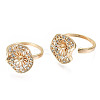 Brass Micro Pave Clear Cubic Zirconia Peg Bails Cuff Finger Ring Settings KK-S354-284-NF-1