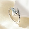 Brass Cubic Zirconia Cuff Rings for Women RJEW-S401-01P-2