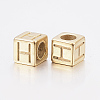 304 Stainless Steel Large Hole Letter European Beads LS-STAS-H428-01G-H-2