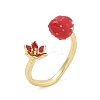 Brass with Enamel Cuff Open Rings for Women RJEW-Q019-01B-G-4