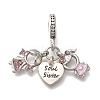 Rack Plating Alloy Rhinestone European Dangle Charms PALLOY-S189-42P-01-1