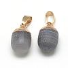 Natural Grey Agate Pendants G-Q494-07A-2